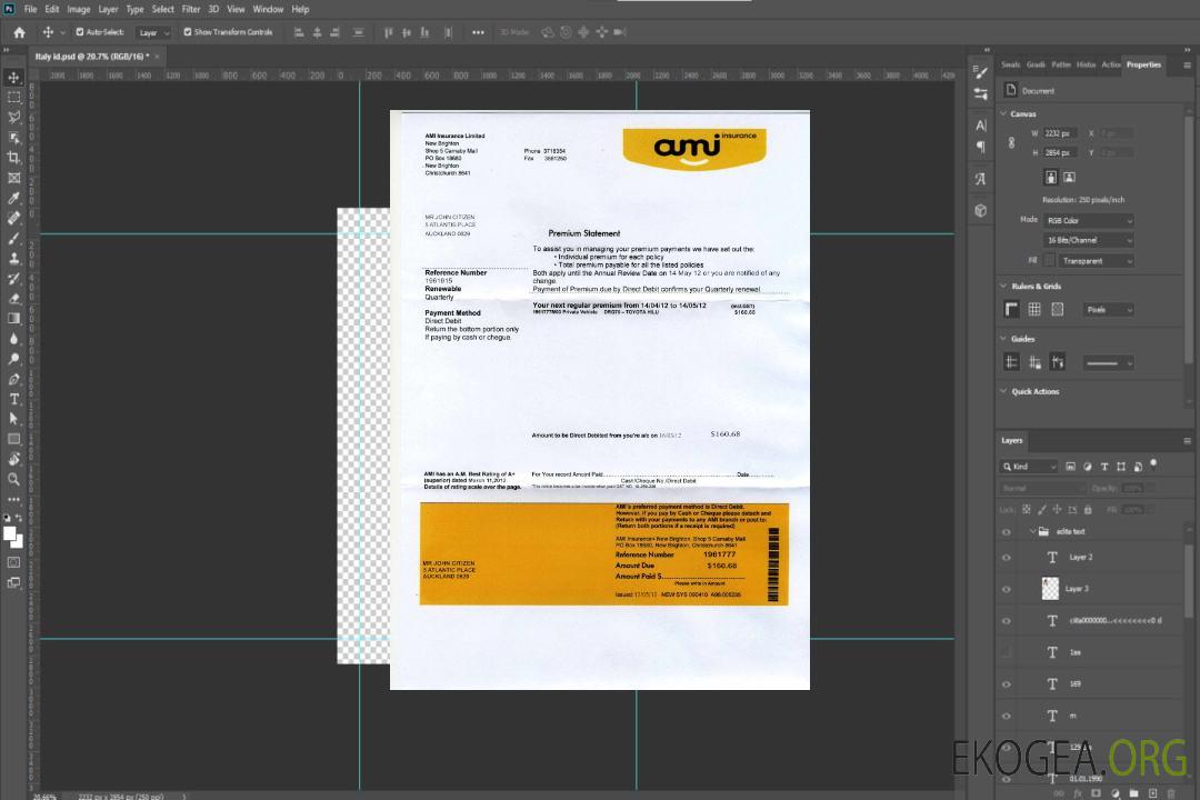 Modèle de relevé bancaire de preuve d'adresse AMI de Nouvelle-Zélande template Modèle de relevé bancaire de preuve d'adresse AMI de Nouvelle-Zélande template